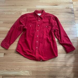 Vintage Eddie Bauer Button Up Shirt Mens Large Red Cotton Casual